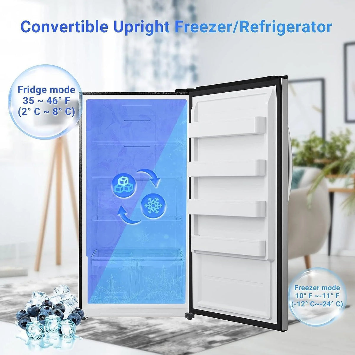 Smad 17 Cu ft Upright Freezer Large Capacity Fridge Refrigerator Frost Free Home Stainless Steel