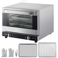 KFFKFF Commercial Convection Oven, 21L/19Qt, Quarter-Size Conventional Oven Countertop, 1440W 3-Tier Toaster w/ Front Glass Door, Electric Baking Oven w/ Trays Wire Racks Clip Gloves