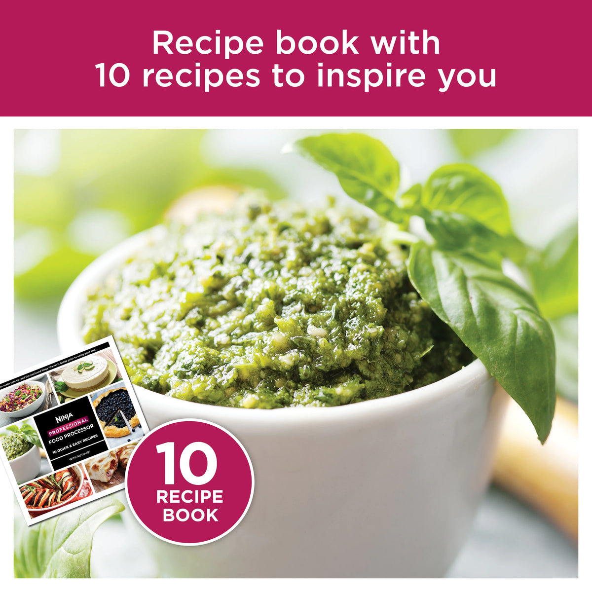 Restored Ninja® Professional Food Processor, 850 Watts, 9-Cup Capacity, Auto-iQ Preset Programs, BN600 (Refurbished)