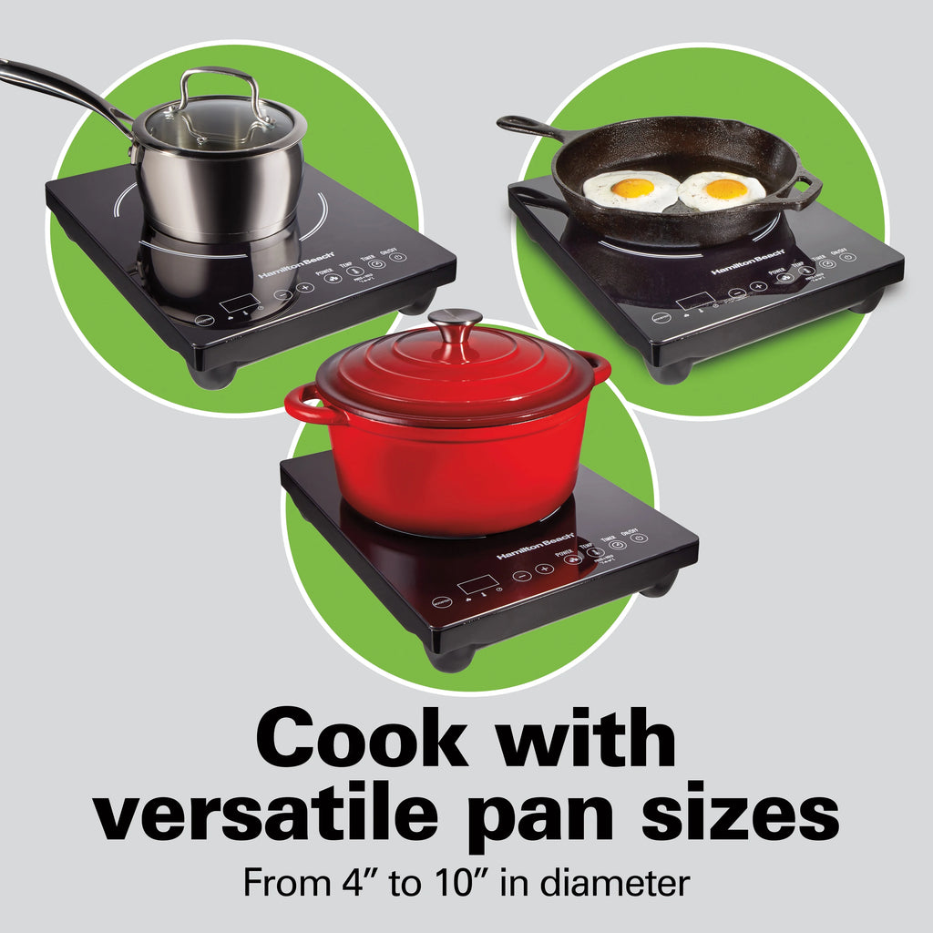 Hamilton Beach Induction Stove Cooktop, Electric Induction Burner and Hot Plate for Cooking, Black