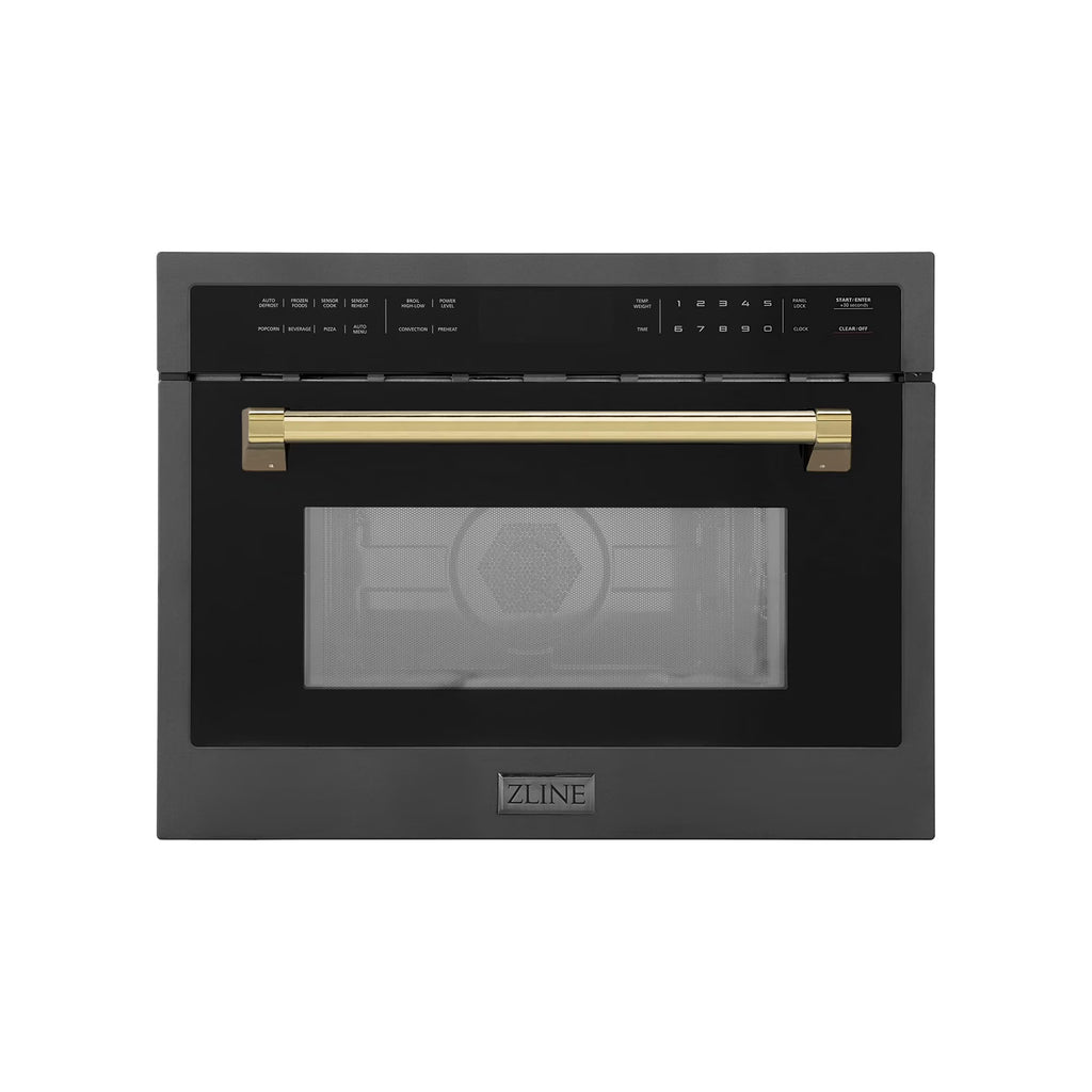 ZLINE Autograph Edition 24" 1.6 cu ft. Built-in Convection Microwave Oven in Stainless Steel and Matte Black Accents