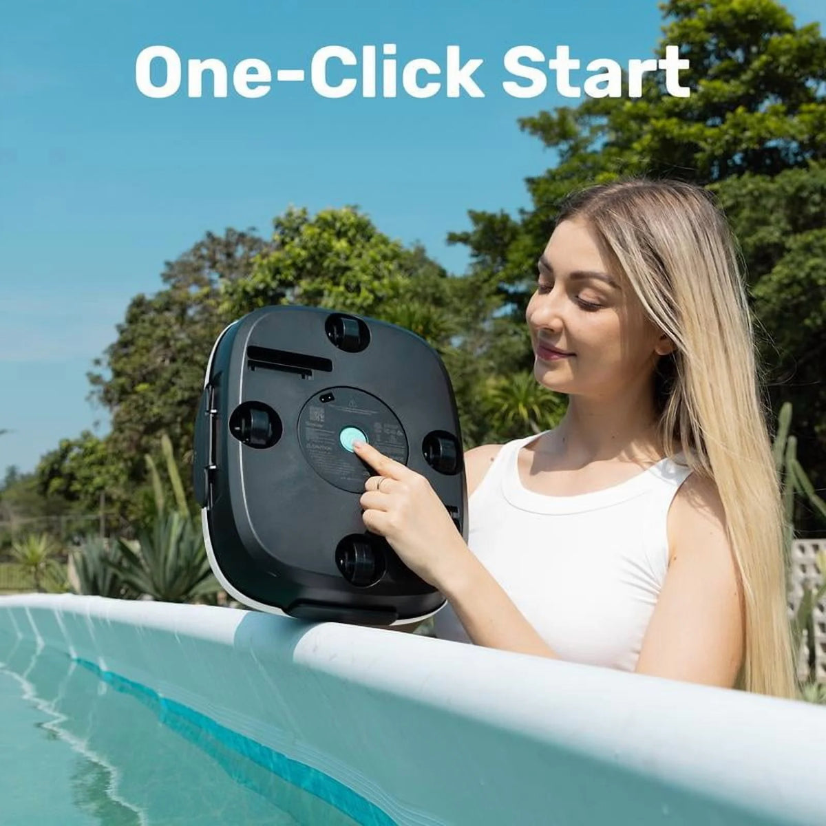 Cordless Robotic Pool Cleaner for Flat Bottom Above-Ground Pools, 90 Min Runtime, Automatic Vacuum, Portable, Self-Parking, up to 860 Sq.ft