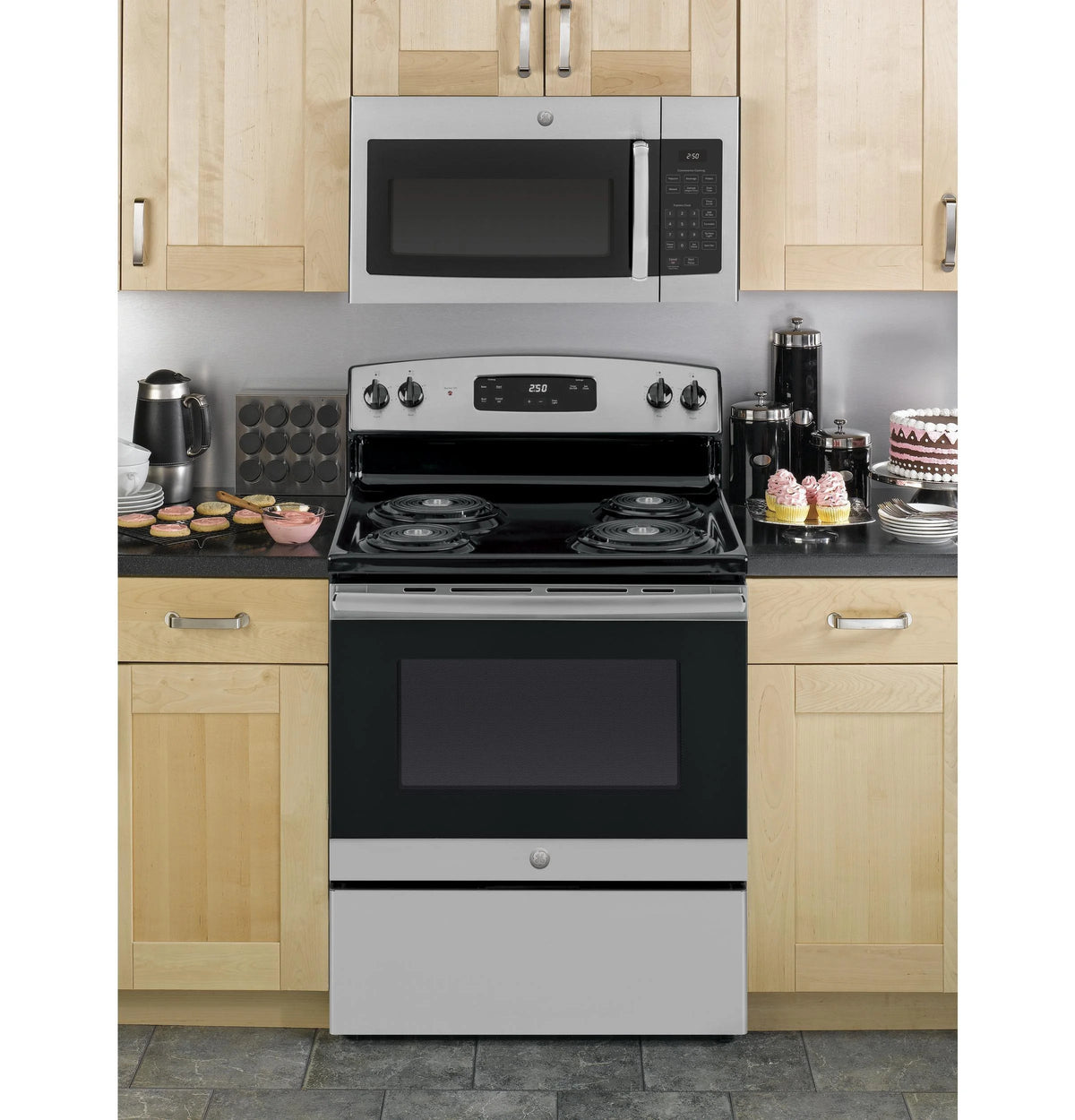 GE JVM3160RFSS 30 Over-the-Range Microwave Oven with 1.6 cu. ft. Capacity 2-Speed 300 CFM Venting in Stainless Steel