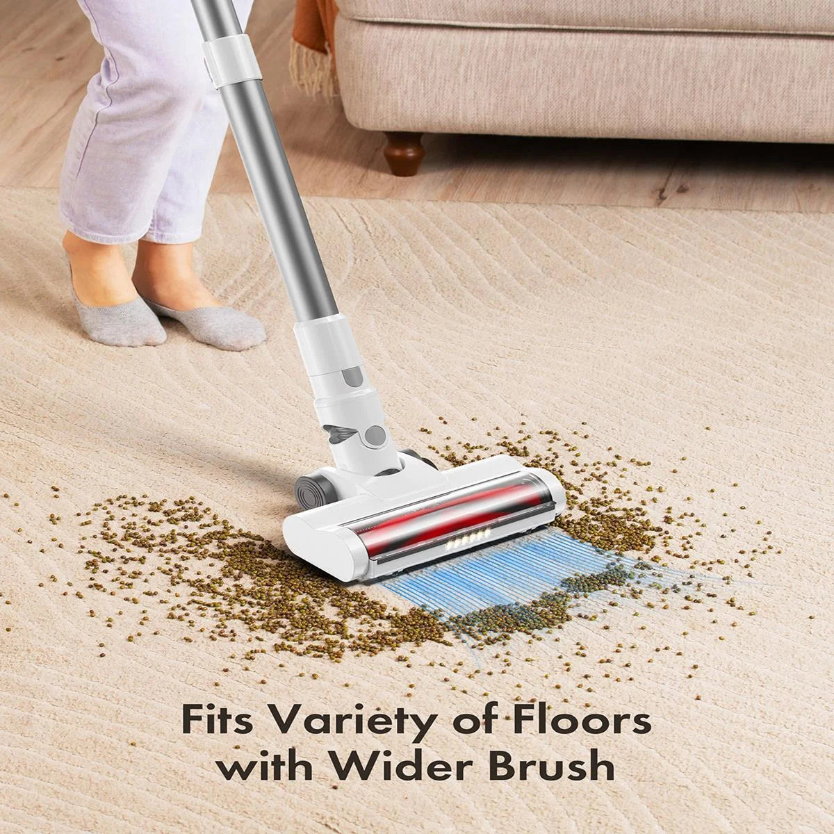Homeika Cordless Vacuum Cleaner, 300W 23KPa Powerful Suction Vacuum with LED Display, 3 Suction, 48mins Runtime, Lightweight Stick Cleaner with Sofa Brush for Hard Floor/Carpet/Pet Hair/Car, Black