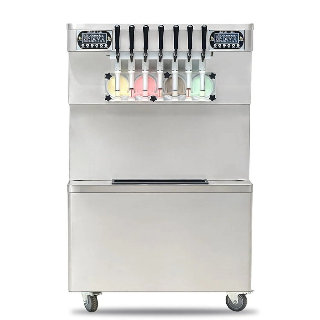 Kolice Commercial ETL 7 Flavors Soft Serve Ice Cream Machine,Frozen Yogurt Ice Cream Maker-Transperant Dispenser,Upper Tanks Coolated