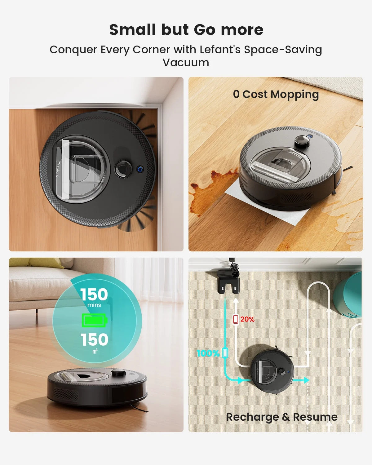 Lefant M330 LiDAR Navigation Robot Vacuum and Mop, 450ml Visible Dustbin, 190?�� PSD Obstacle Avoidance, Multi-Level Mapping, Robot Vacuum Cleaner for Hardwood Carpets Pet Hair