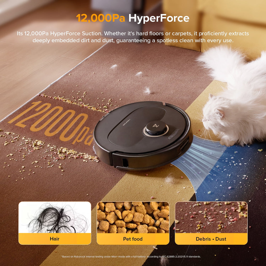 Roborock Qrevo S5V Robot Vacuum and Mop, 12000Pa Suction,  FlexiArm Edge Mopping, Auto Mop Washing&Drying, Self-Emptying, Dual Zero-Tangle System, Smart Obstacle Avoidance, 10mm Mop Lifting