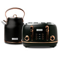 Haden Heritage 1500 1.7 Electric Kettle, Matte Black Finish with Copper Accents