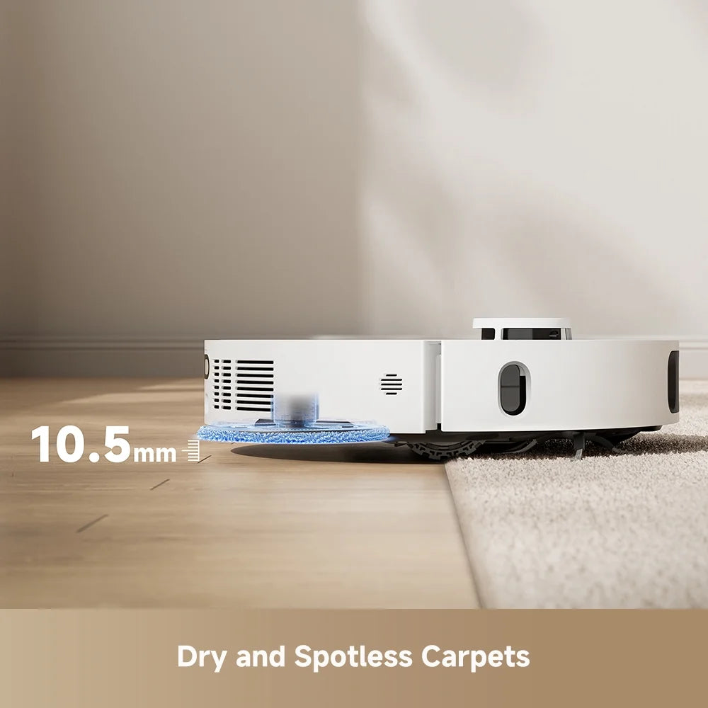 MOVA Robot P10 Pro Ultra Vacuum and Mop,  13,000Pa Suction 140°F Hot Water Auto Mop Washing & Drying, Dual Spinning Extenable Mop,10.5mm Lifting for Carpet, 360°Obstacle Avoidance, App Control