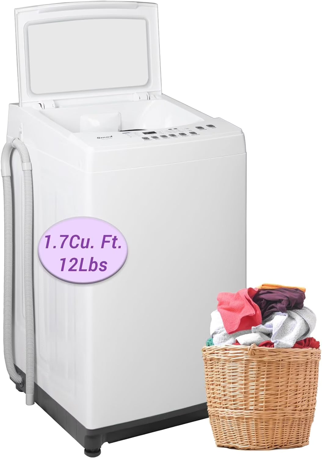 Techomey Compact Washing Machines 1.7 Cu ft Single Use in Schools and apartments 12lbs White Washer