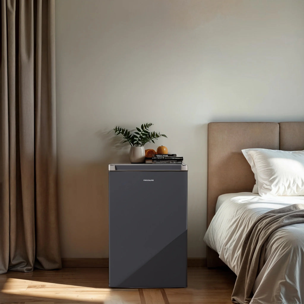 Frigidaire Compact Fridge with Chiller, 4.5 cu. ft., Mini Fridge for Office, Bedroom, Dorm Room or Cabin �?W:20.59" x L: 21.26" X H:32.91" (Slate)
