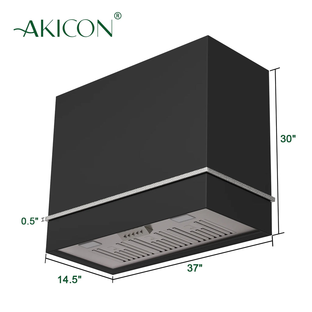 Akicon Range Hood 36 Inch, Ultra Quite Stainless Steel Kitchen Hood, Wall Mount Square Vent Hood with LED Light and Dishwasher-Safe Filters, Hood Vents for Kitchen, 3 Speeds, 600 CFM (AK-HS36HB-SWG)
