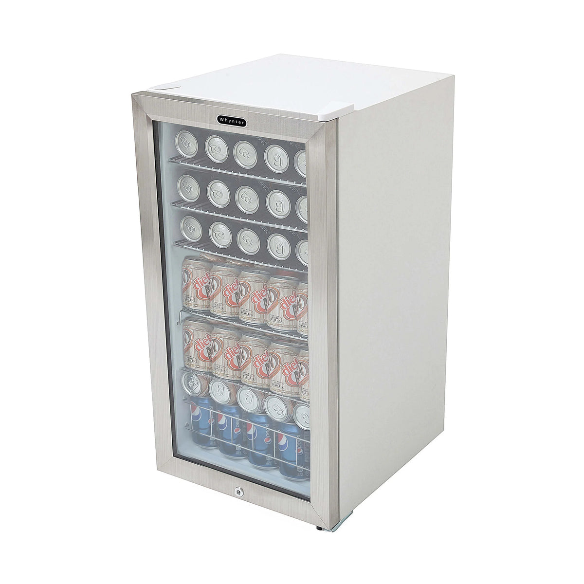 Whynter 3.3 Cubic Foot Beverage Center Fridge with Lock Stainless Steel
