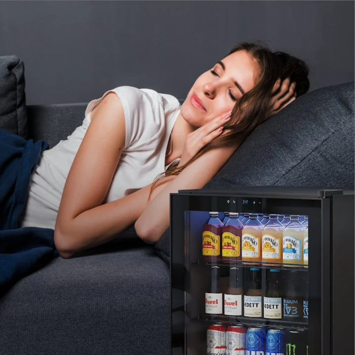 Yeego Beverage Cooler Refrigerator, Freestanding Beverage Fridge with Glass Door,102 Cans