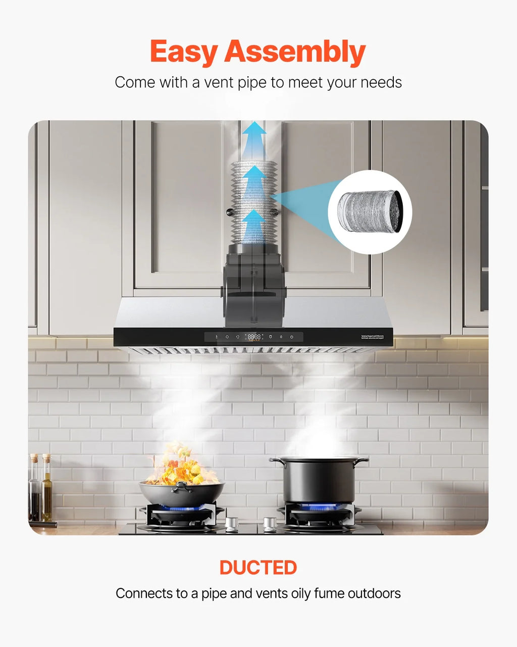 KFFKFF 30 Inch Under Cabinet Range Hood, Kitchen Exhaust System, 900CFM Dual Engine Stainless Steel Cooker Hood, Equipped with Gesture and Touch Interface, LED Illumination