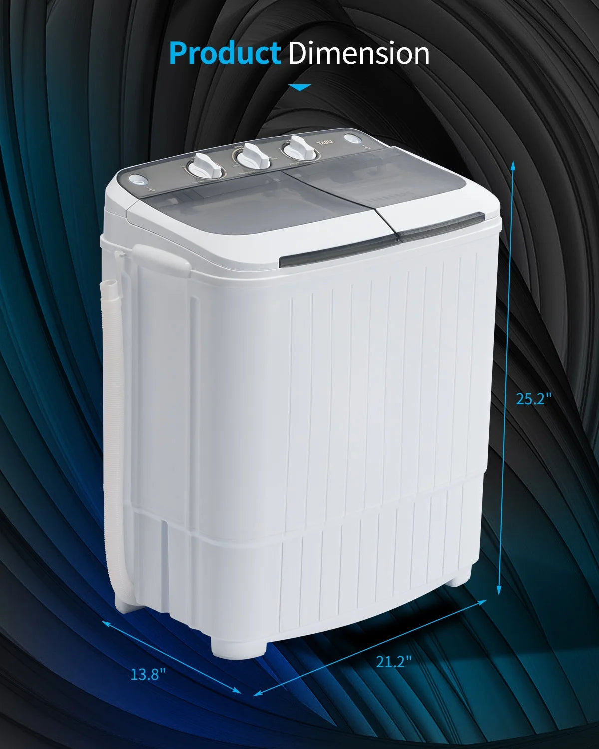 Muhub 18 lbs Portable Washing Machine,Compact Twin Tub Wash&Spin Combo for Apartment, Dorms, Gray