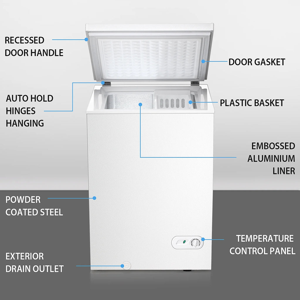 Moifoi 3.5 Cu.ft Chest Freezer w/ Removable Storage Basket & Top Open Door, Energy Saving, White