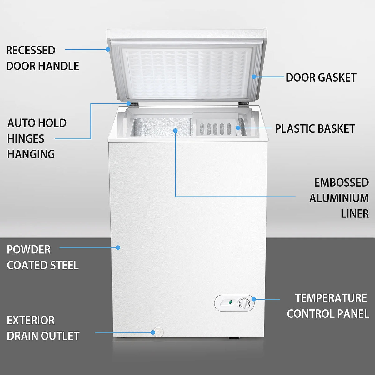 Moifoi 3.5 Cu.ft Chest Freezer w/ Removable Storage Basket & Top Open Door, Energy Saving, White