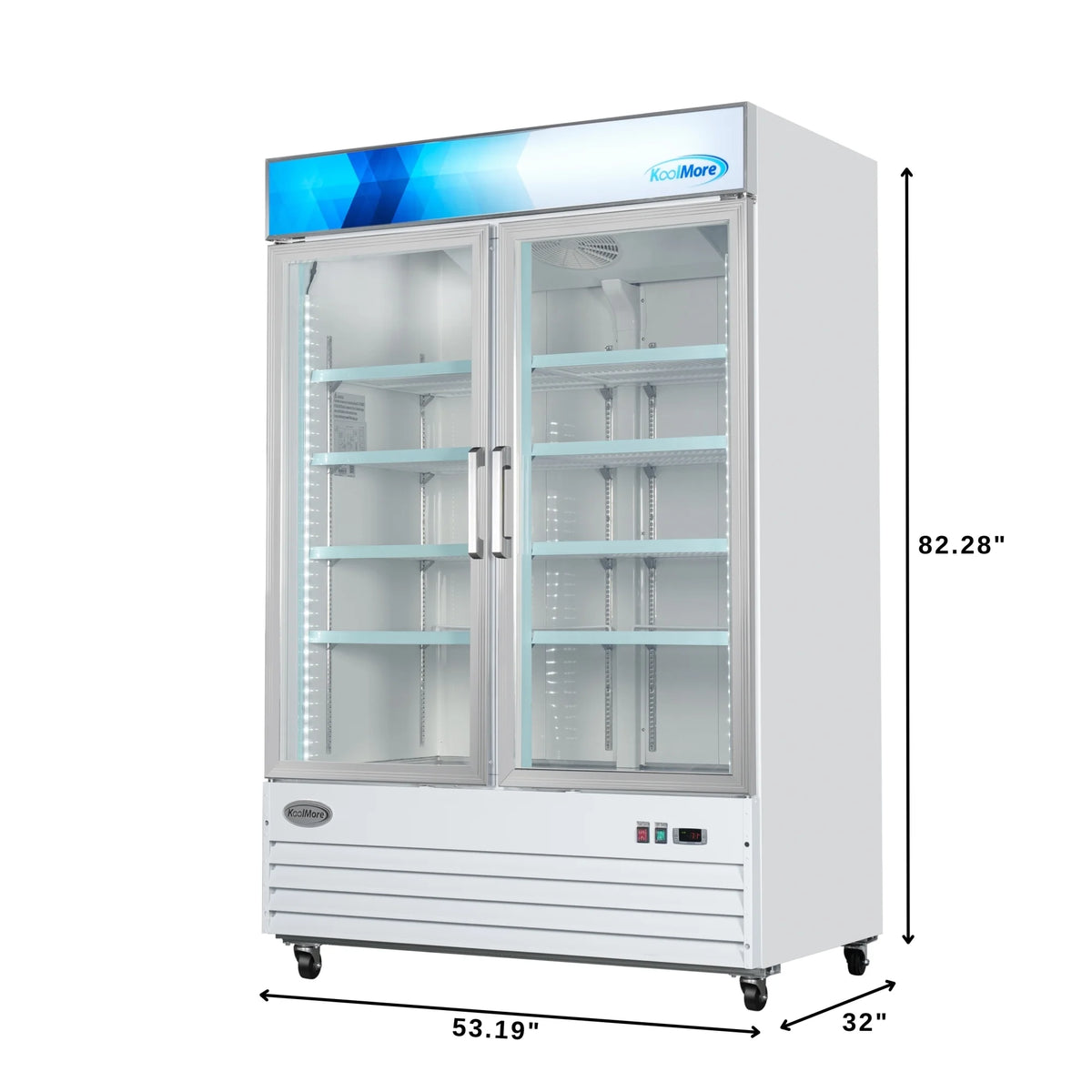 53 in. 2-Door Commercial Display Merchandiser Freezer 45 cu. ft. in White (MDF-2GD-45C-WH)