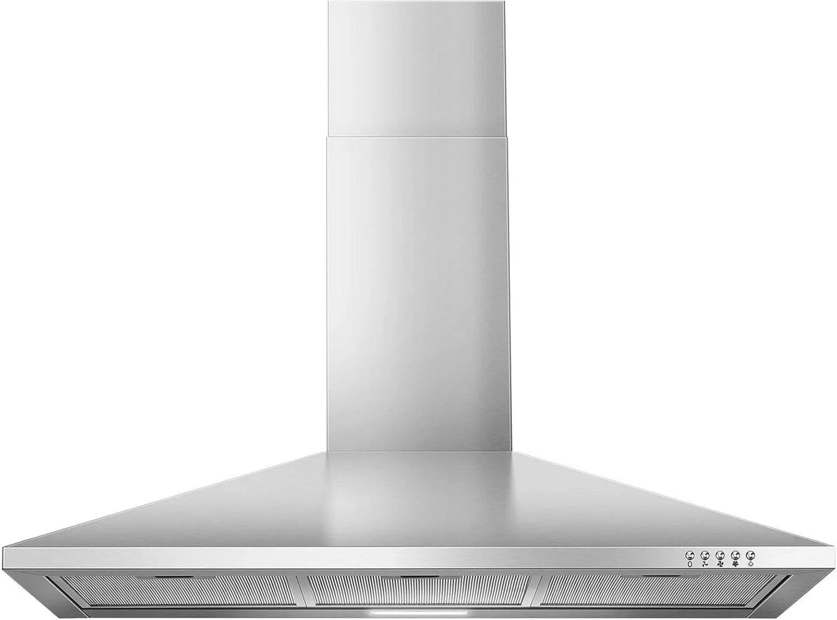 36 Inch Range Hood 450CFM Wall Mount Stainless Steel Kitchen Vent Hood Fan 3 Speed LED Light Chimney Hood Retractable