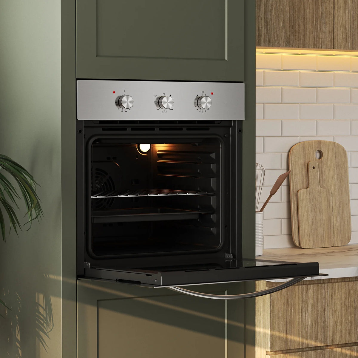 Empava 24 inch 10 Cooking Functions with Rotisserie Electric LED Display Touch Control Built-in Convection Single Wall Oven