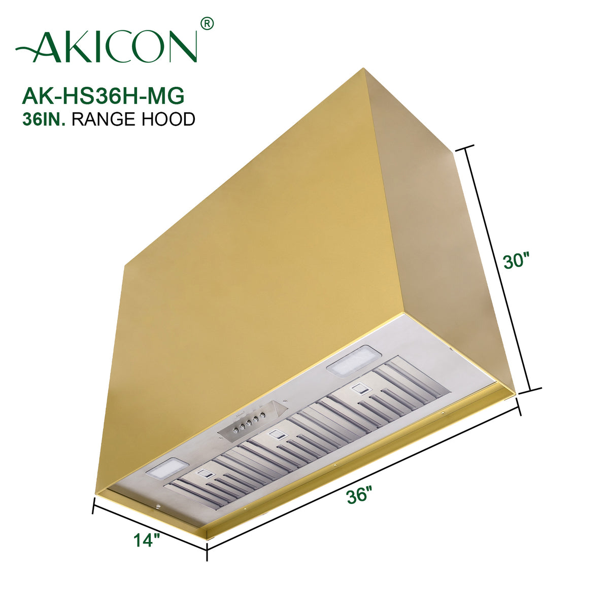 Akicon Stainless Steel Range Hood, Modern Box Kitchen Hood with Powerful Vent Motor, Wall Mount, 30��W*30��H*14D, Signal White