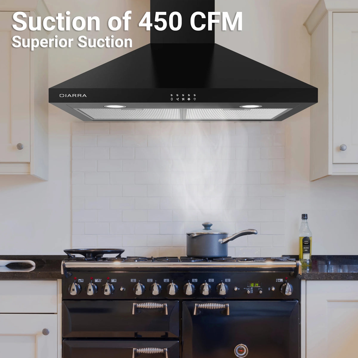 CIARRA Black Range Hood 30 inch Wall Mount Vent Hood Ductless Ducted Convertible CAB206P75