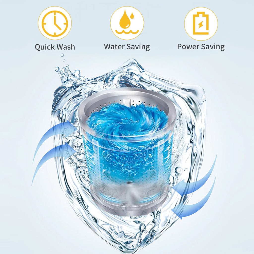 BAYUELSWU Portable Washing Machine 17.6lbs Full-Automatic Washing Machine, Apartment Washing Machine 10 programs 8 Water Level Selections with Led Display for Apartment, Home, Dorm, RV