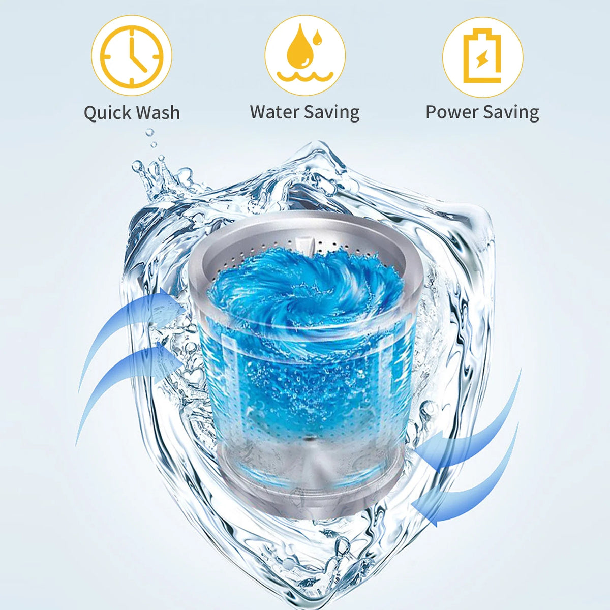 BAYUELSWU Portable Washing Machine 17.6lbs Full-Automatic Washing Machine, Apartment Washing Machine 10 programs 8 Water Level Selections with Led Display for Apartment, Home, Dorm, RV
