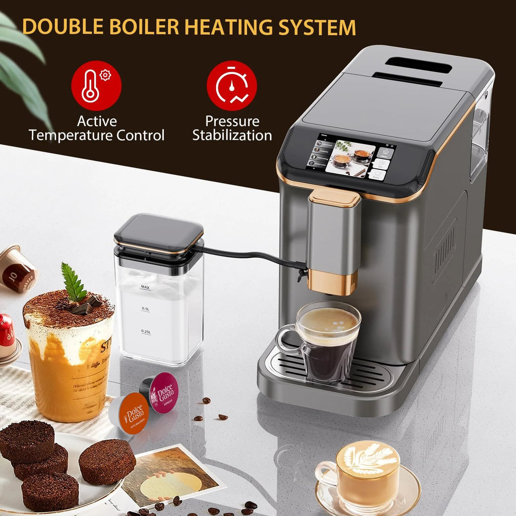 Soonbuy Fully Automatic Espresso Machine 20 Bar, With Milk Frother Steam Wand,Gold