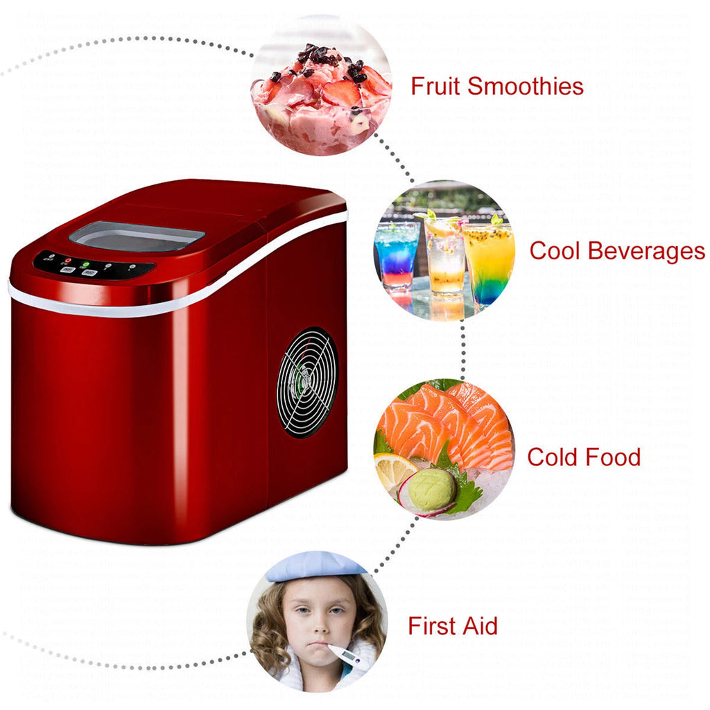 Costway Silver Portable Compact Electric Ice Maker Machine Mini Cube 26lb/Day
