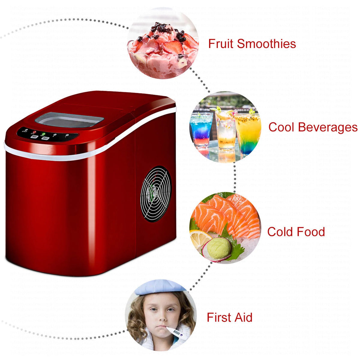 Costway Silver Portable Compact Electric Ice Maker Machine Mini Cube 26lb/Day