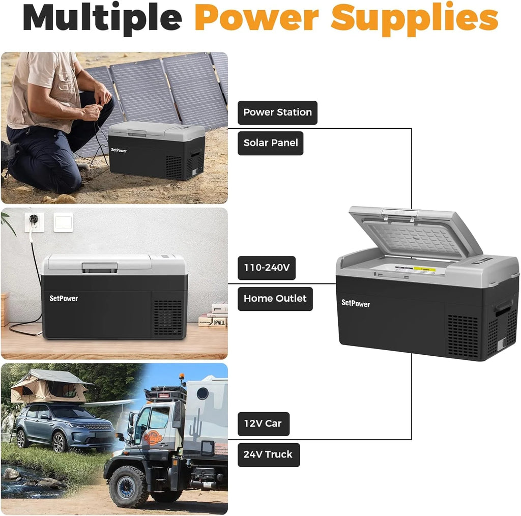 Setpower FC20 Portable Refrigerator, Black, 21 Quart, 12V