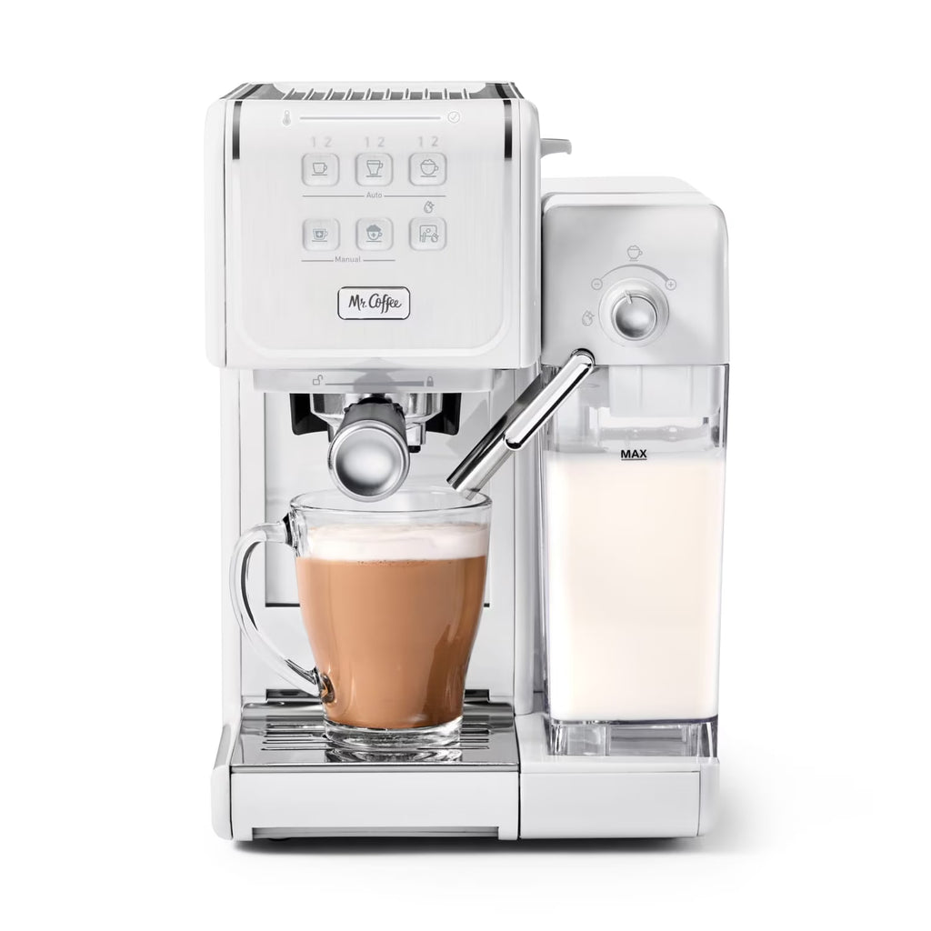 Mr. Coffee One Touch CoffeeHouse+ Espresso, Cappuccino, and Latte Maker, White