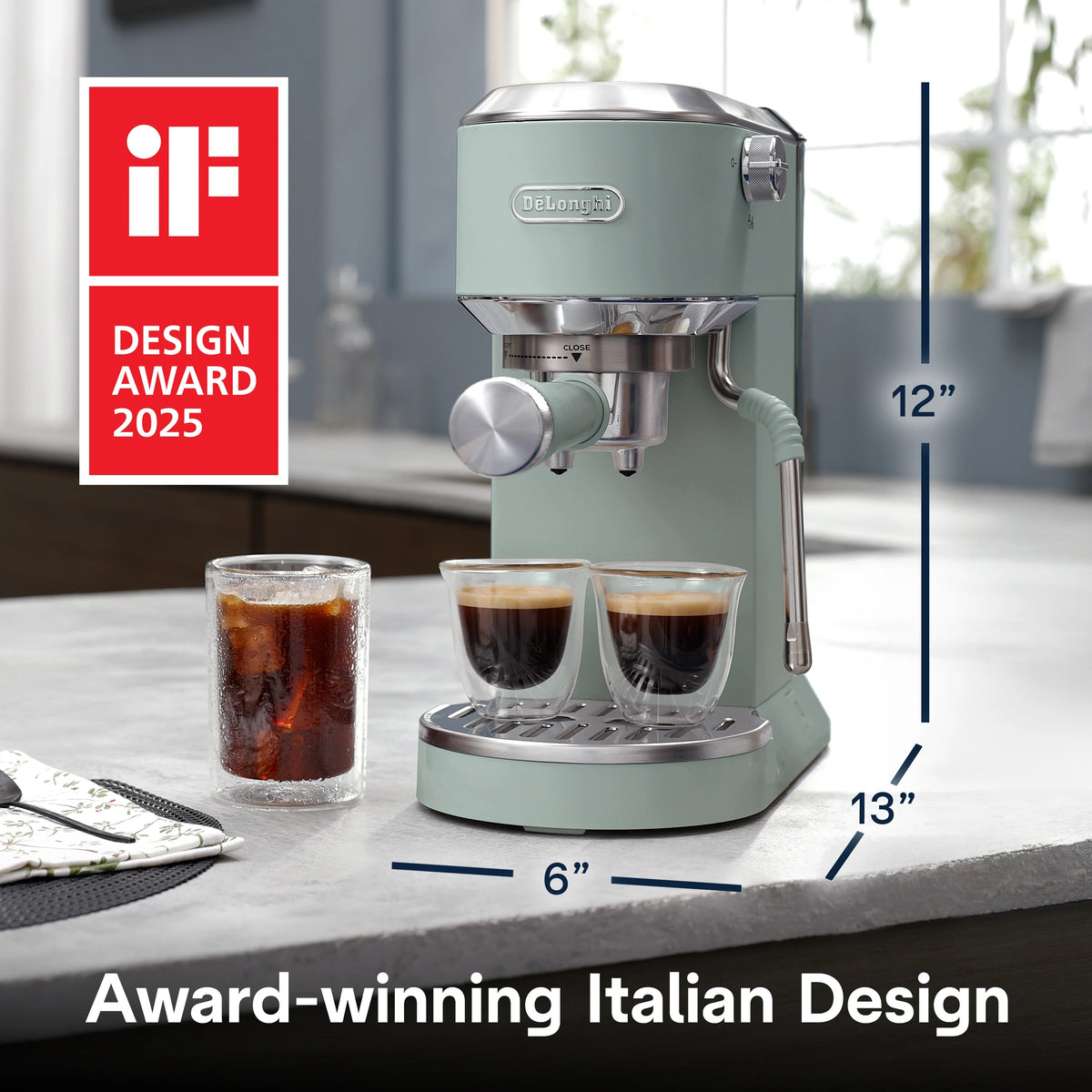 De’Longhi Dedica Duo Espresso Machine, Compact Size with Built in Frother for Latte Art, Brew Espresso, Cold Brew, Lattes & More, Stainless Steel