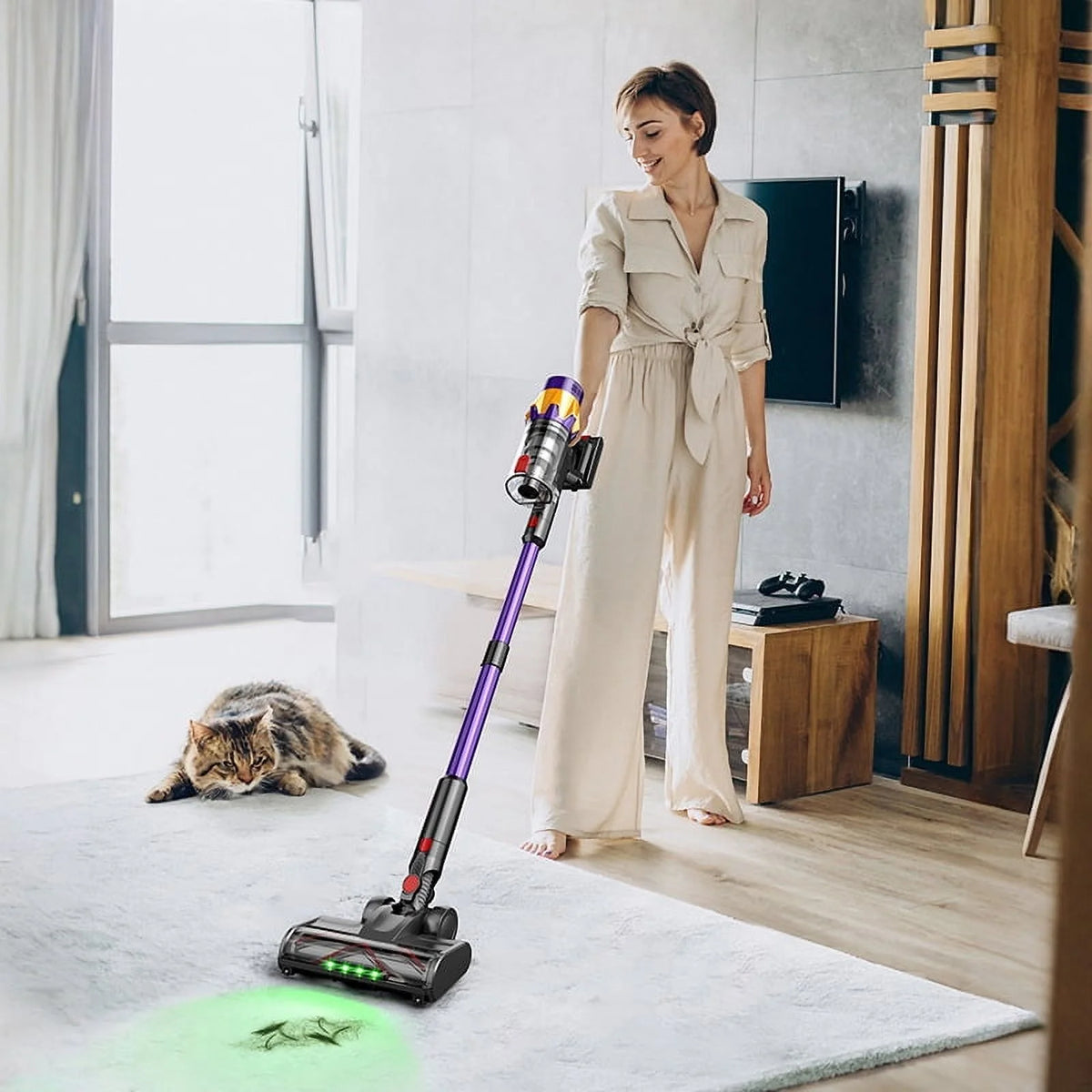 Cordless Vacuum Cleaner, Vacuum Cleaner for Home Rechargeable, Lightweight Stick Vacuum for Hardwood and Pet Hair
