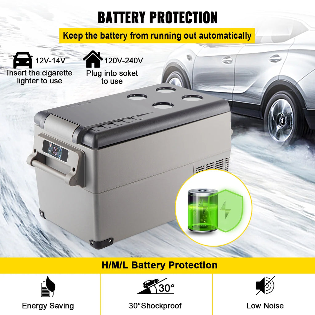 BENTISM 22L Portable Car Refrigerator, 23 Quart RV Fridge, 12/24V DC & 110-240V AC Vehicle Car Truck Boat Mini Electric Cooler for Driving Travel Fishing Outdoor and Home Use