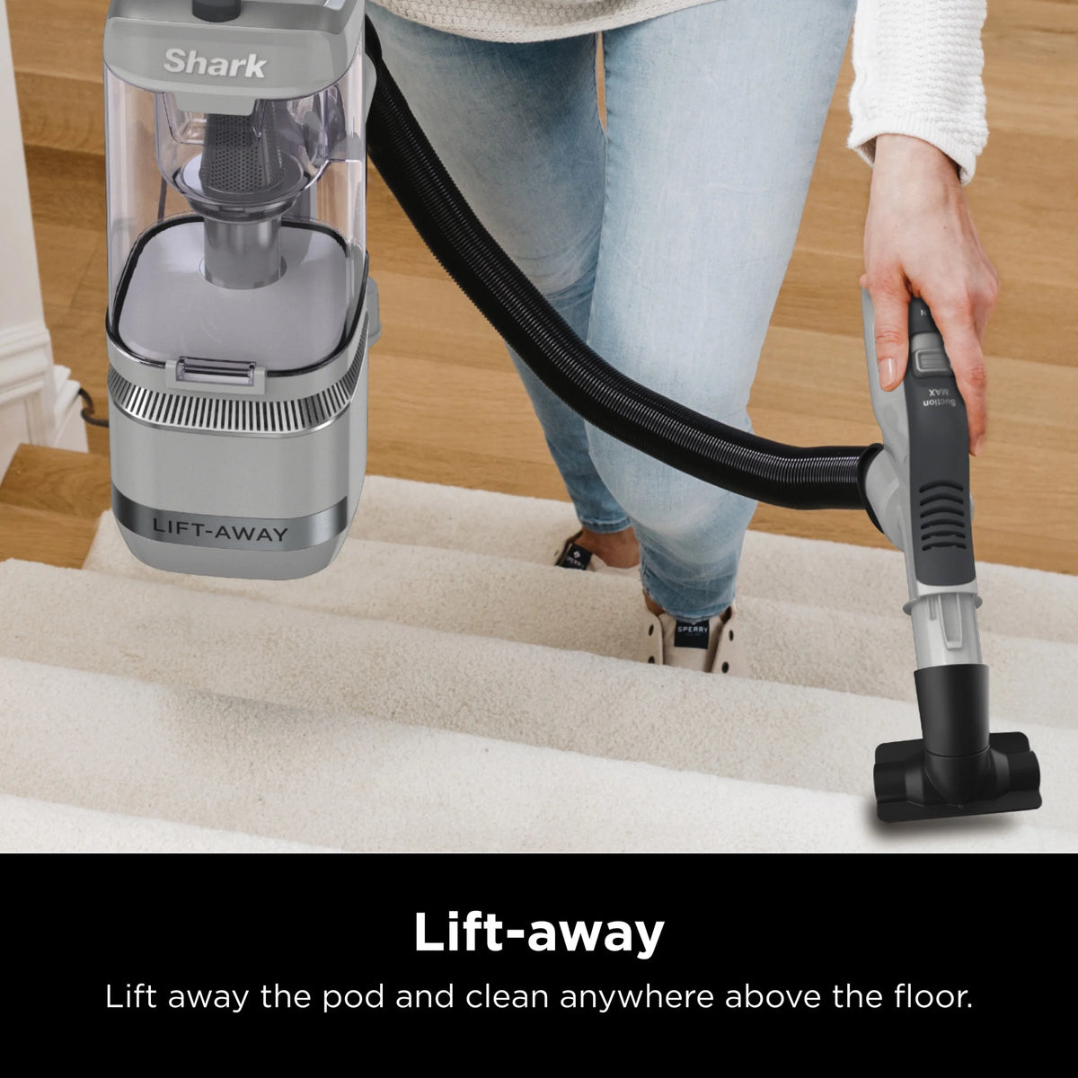 Shark Bagless Upright Vacuum, Navigator Advanced Lift Away with Powerful Hair Pickup, Crevice and Upholstery Tool, Anti Allergen Seal, Easy to Empty, Large Dustbin, Grey, LA300