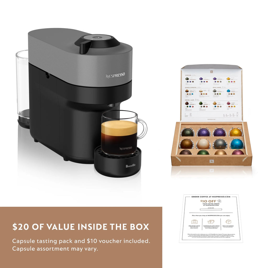 Nespresso Vertuo Pop by De'Longhi Coffee and Espresso Maker with Coffee Tasting Set, Black