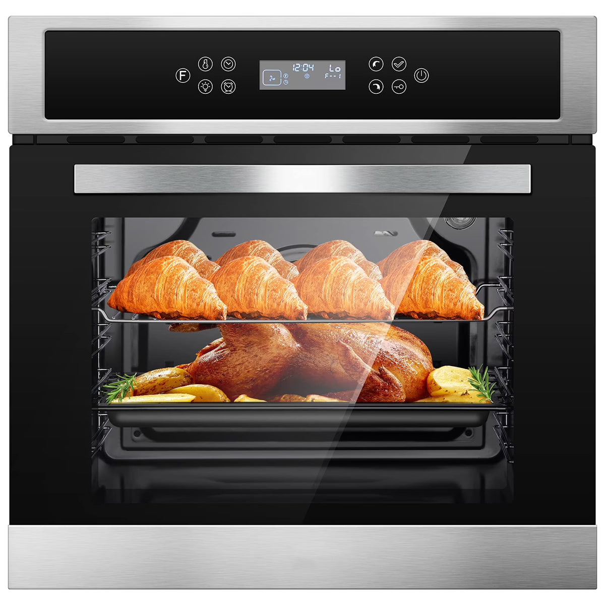 Sunmaki Single Wall Oven 24" Built-in Electric Ovens with 11 Functions 8 Automatic Recipes
