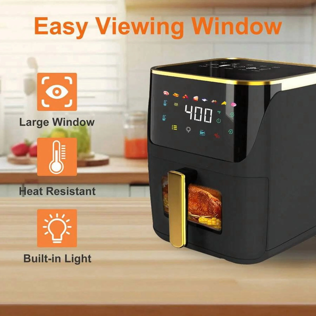 8.5 QT Air Fryer, 8-In-1 Air Fryer Oven With Digital Touch Screen, Visual Window, 1750W, Dishwasher-Safe & Nonstick, Fit For 1-3 People