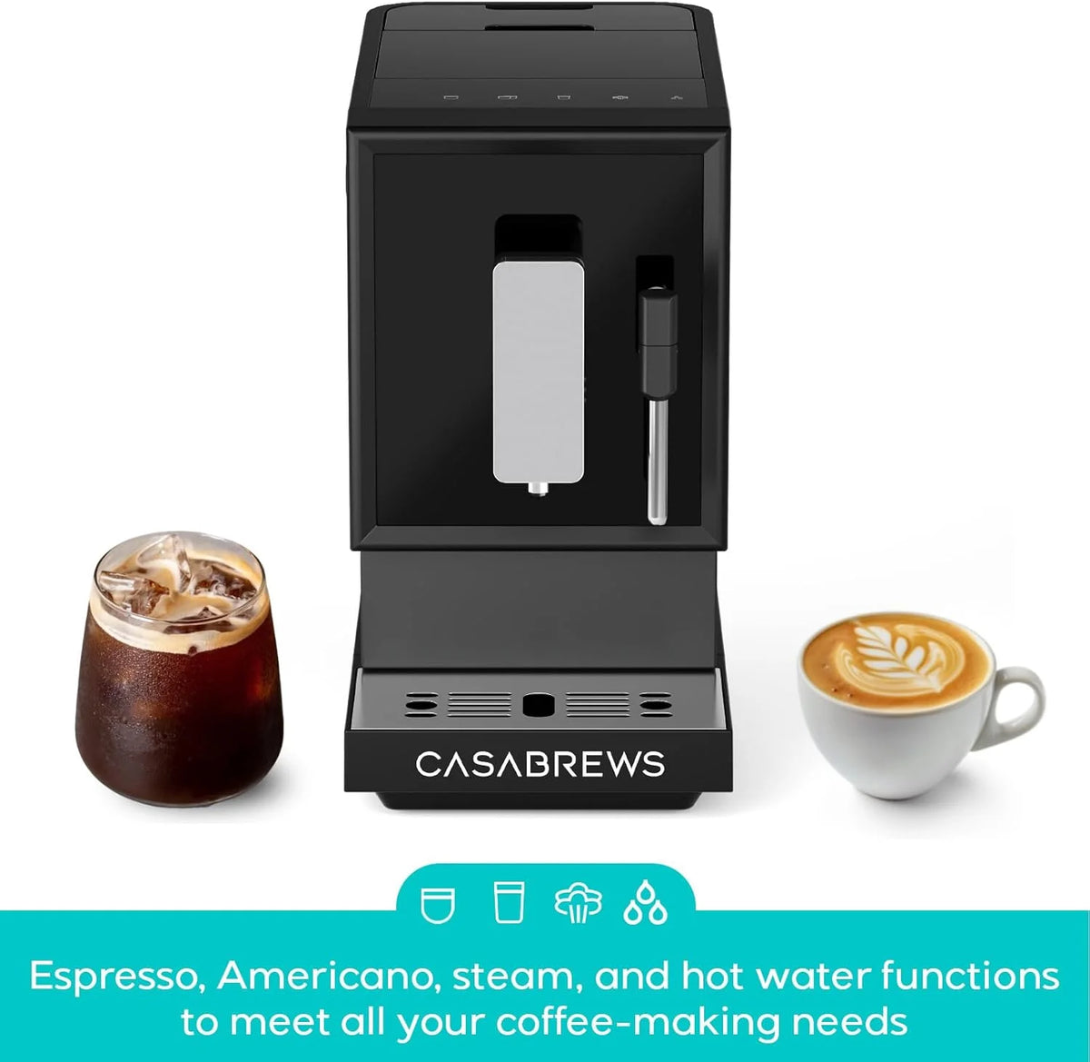 CASABREWS ACAFE Plus, 20 Bar Fully Automatic Espresso Machine, Black