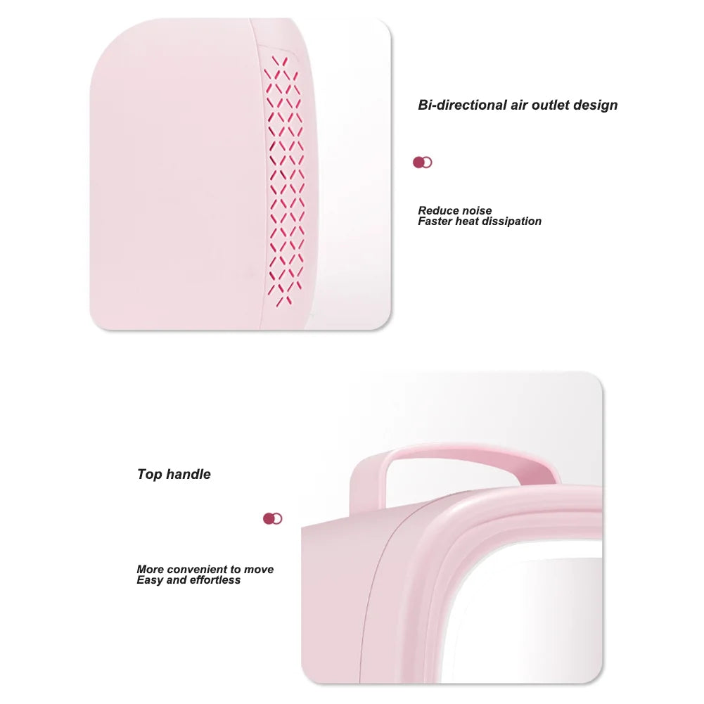 6L Beauty Mini Fridge Skincare Refrigerator with Touch Screen Led Makeup Mirror for Car Skincare Cosmetics Blue