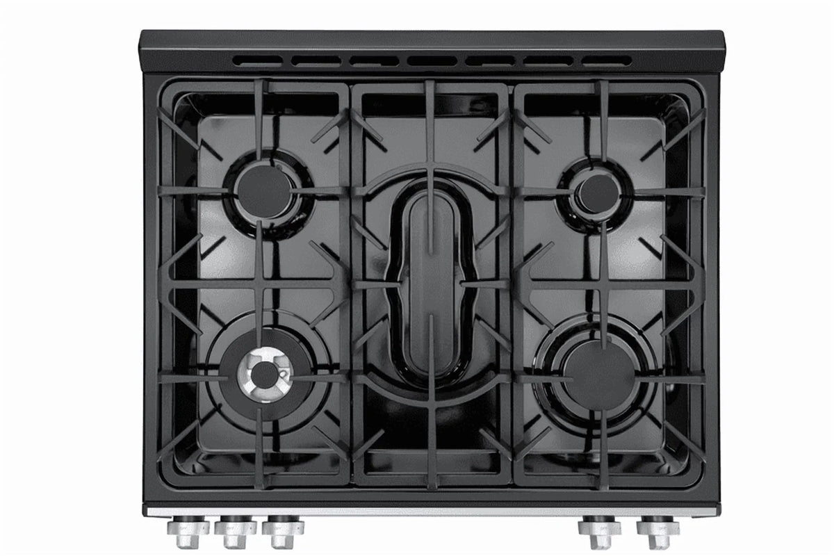 Kenmore 5.6 Cu. Ft. Front-Control 5 Burner Gas Range with Oven, Storage Drawer, Large Window, Dishwasher Safe Cast Iron Grates