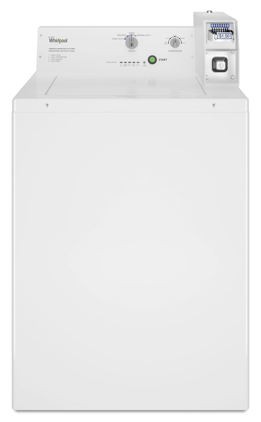 Whirlpool CAE2745FQ 27 Inch Commercial Top Load Washer with Coin Equipped