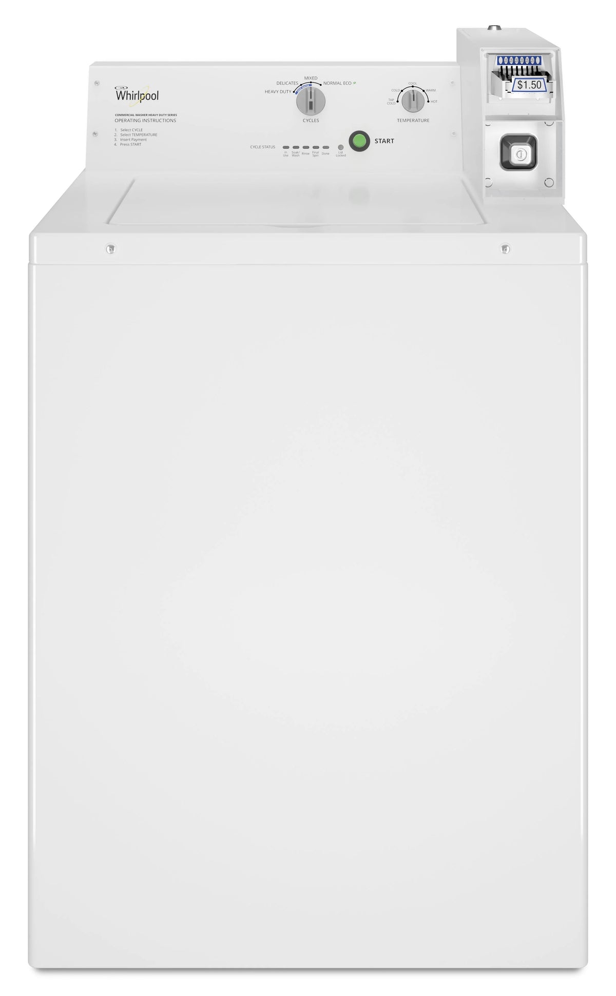 Whirlpool CAE2745FQ 27 Inch Commercial Top Load Washer with Coin Equipped