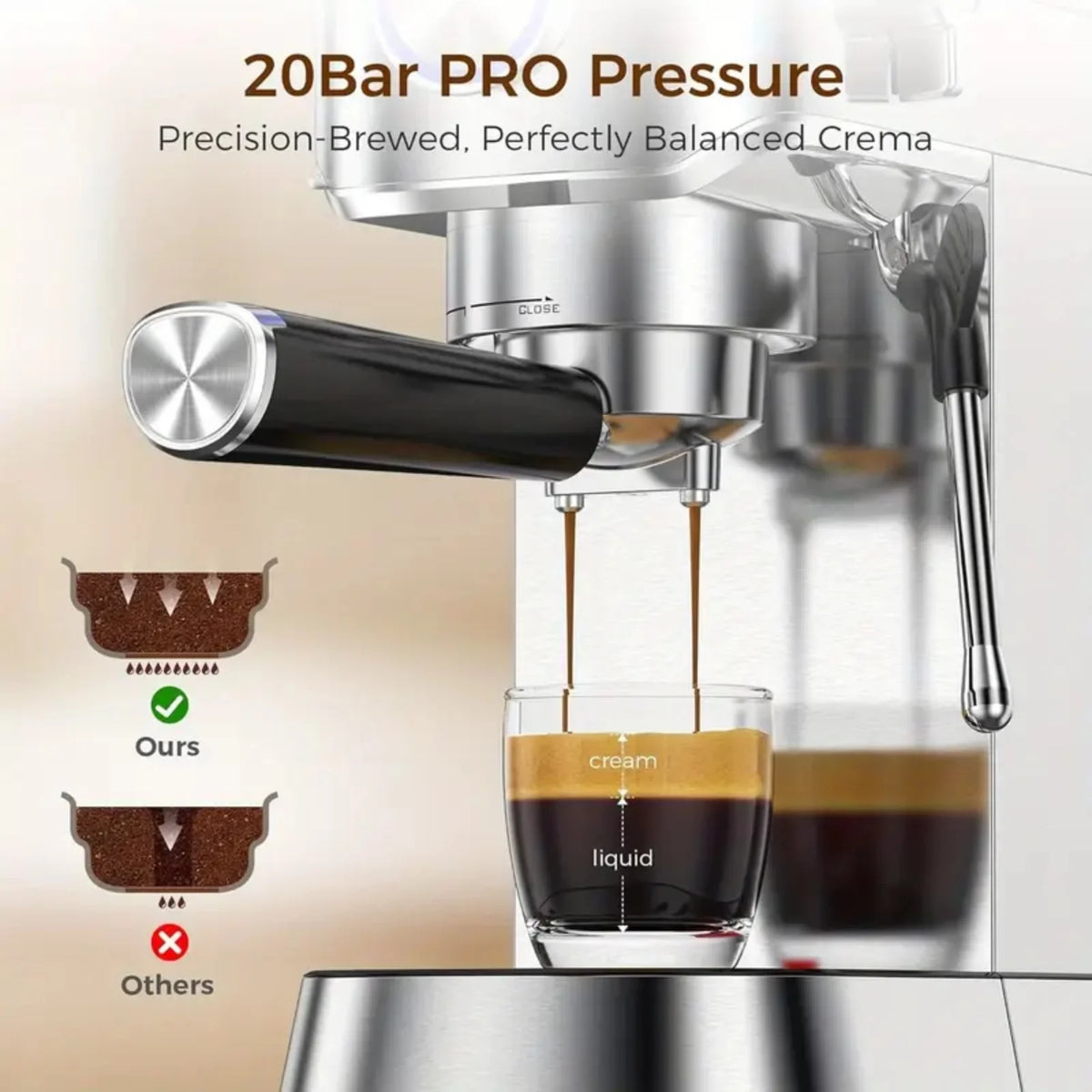 Auseo 10-Cup Drip Coffee Maker with Grinder, Grind and Brew Coffee Maker, 12-Hour Timer, 3 Brew Strength Options, Touch Screen, 1.5L Water Tank, Black