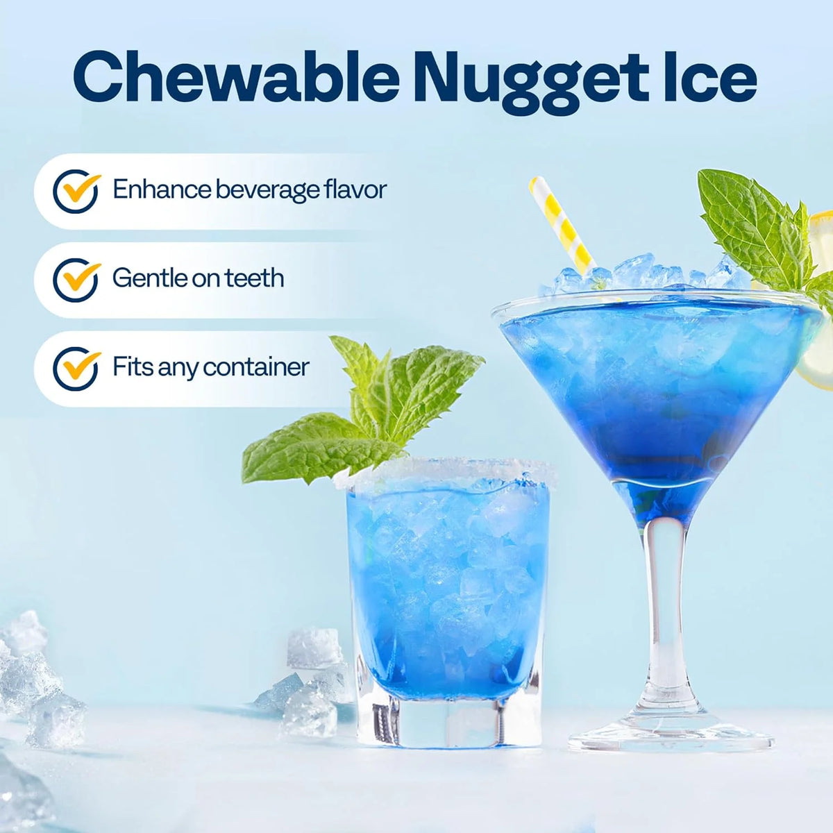 SPECSTAR Nugget Ice Maker Countertop, 45lbs/Day Pebble Ice Maker Machine, Soft Chewable Pellet Ice Machine with Self-Cleaning, Scoop, 10 Ice Bags, for Home Kitchen, RV, Camping, Office