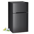 WAA 3.1 Cu.Ft Mini Fridge with Freezer,2 Door Compact Refrigerator,Mini Fridge with Adjustable Removable Glass Shelves for Bedroom,Office,Dorm or Apartment,Black