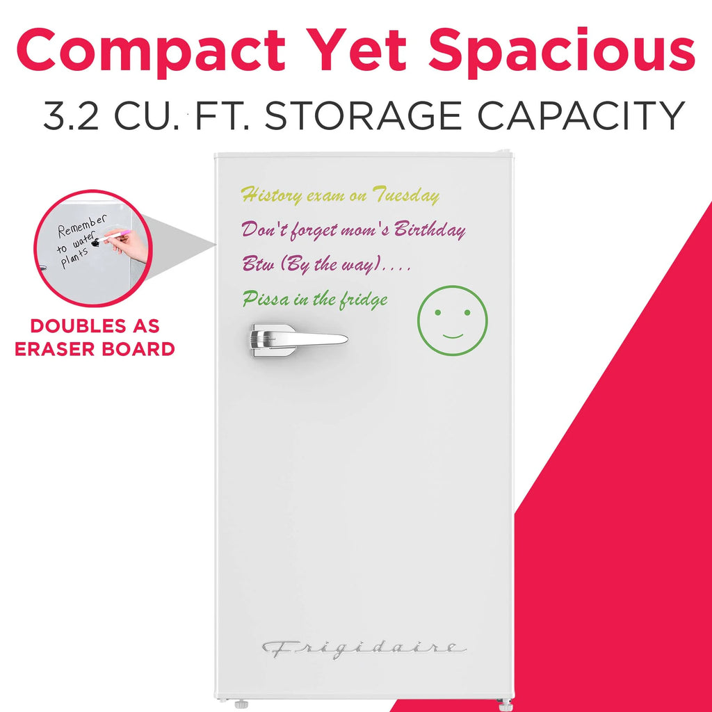 Frigidaire 3.2 Cu Ft Retro Dry Erase Compact Fridge, (EFR331-BLACK), Black